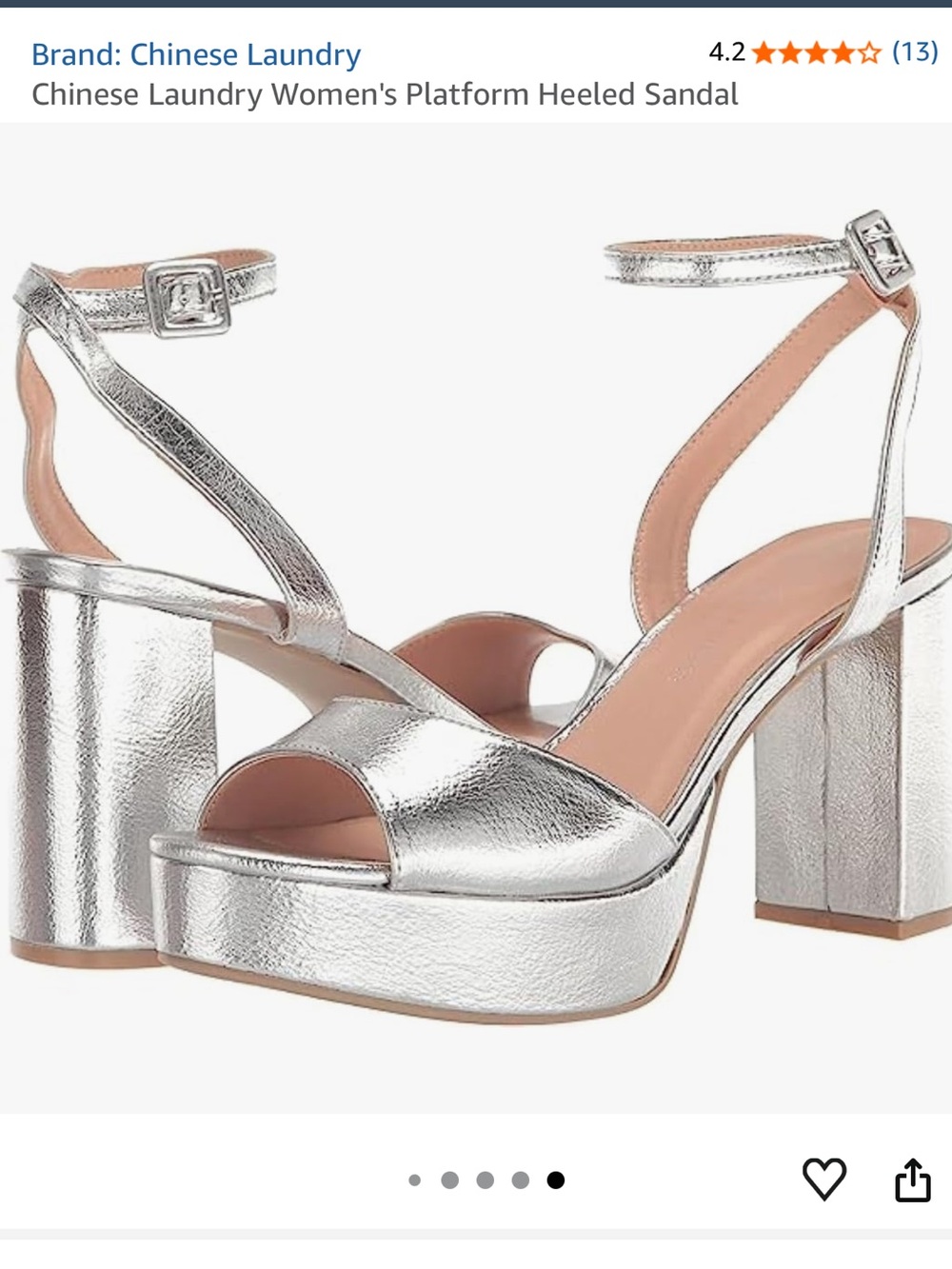 Chinese Laundry Metallic Silver Platform Sandal with Block Heel